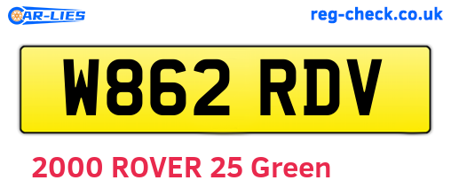 W862RDV are the vehicle registration plates.