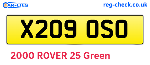 X209OSO are the vehicle registration plates.