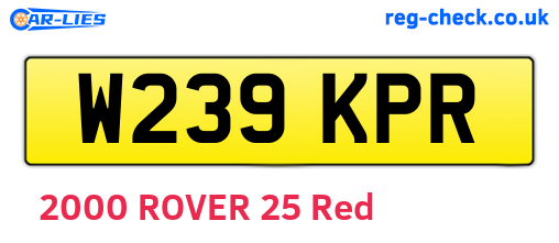 W239KPR are the vehicle registration plates.