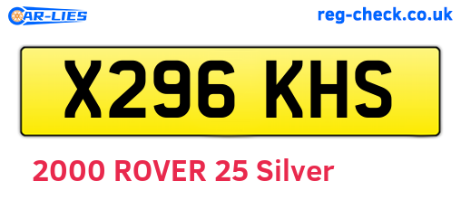 X296KHS are the vehicle registration plates.