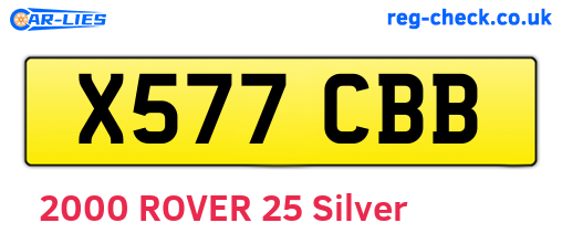 X577CBB are the vehicle registration plates.