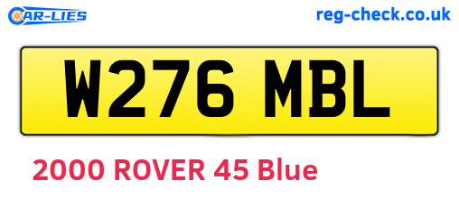 W276MBL are the vehicle registration plates.