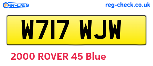 W717WJW are the vehicle registration plates.