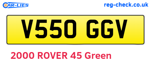 V550GGV are the vehicle registration plates.