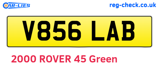 V856LAB are the vehicle registration plates.