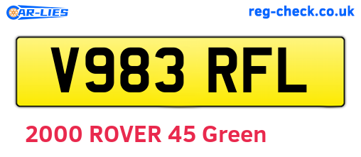 V983RFL are the vehicle registration plates.