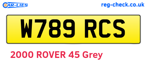 W789RCS are the vehicle registration plates.