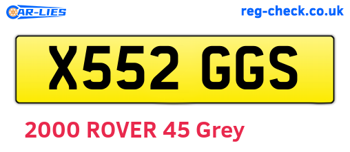 X552GGS are the vehicle registration plates.