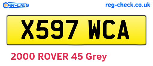 X597WCA are the vehicle registration plates.