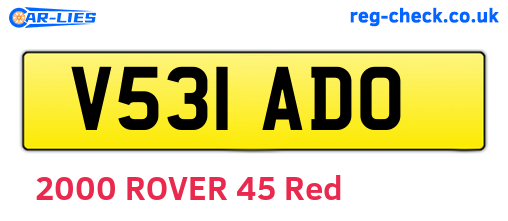 V531ADO are the vehicle registration plates.
