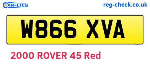 W866XVA are the vehicle registration plates.
