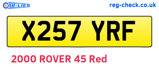 X257YRF are the vehicle registration plates.