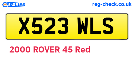 X523WLS are the vehicle registration plates.
