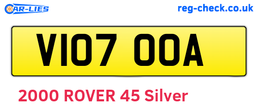 V107OOA are the vehicle registration plates.
