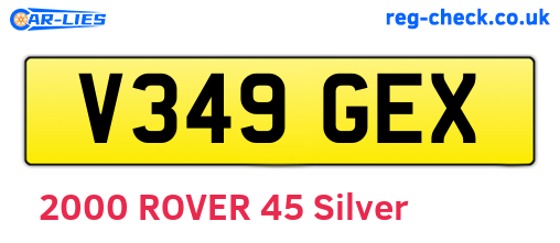 V349GEX are the vehicle registration plates.