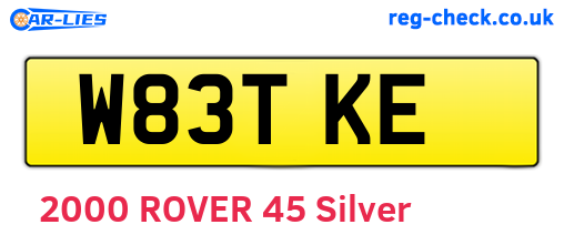 W83TKE are the vehicle registration plates.