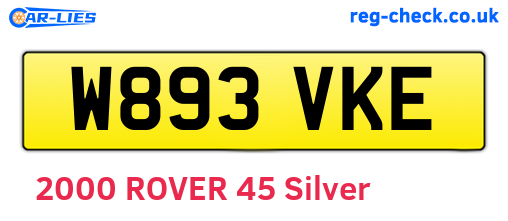 W893VKE are the vehicle registration plates.