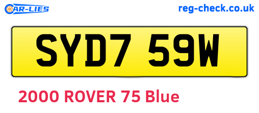 SYD759W are the vehicle registration plates.