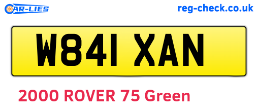 W841XAN are the vehicle registration plates.