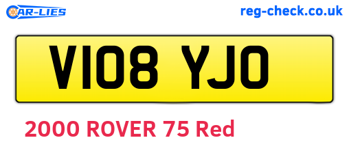 V108YJO are the vehicle registration plates.