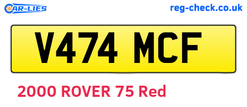 V474MCF are the vehicle registration plates.