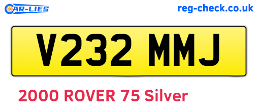 V232MMJ are the vehicle registration plates.