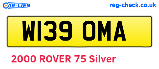 W139OMA are the vehicle registration plates.