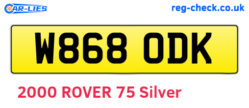 W868ODK are the vehicle registration plates.