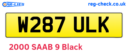 W287ULK are the vehicle registration plates.
