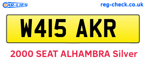 W415AKR are the vehicle registration plates.