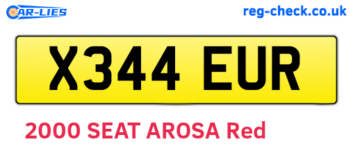 X344EUR are the vehicle registration plates.