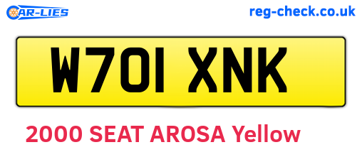 W701XNK are the vehicle registration plates.