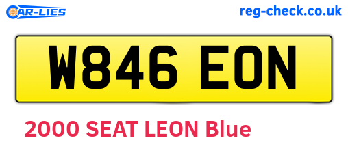 W846EON are the vehicle registration plates.