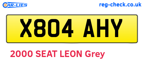 X804AHY are the vehicle registration plates.