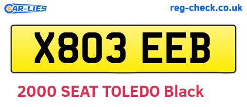 X803EEB are the vehicle registration plates.