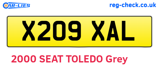 X209XAL are the vehicle registration plates.