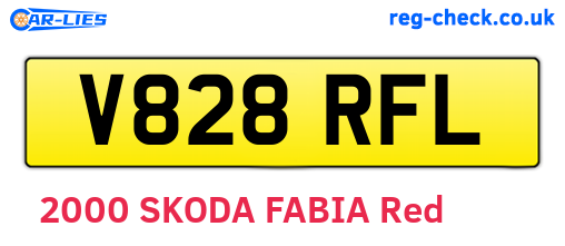 V828RFL are the vehicle registration plates.