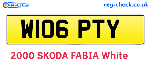 W106PTY are the vehicle registration plates.