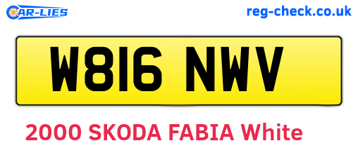 W816NWV are the vehicle registration plates.