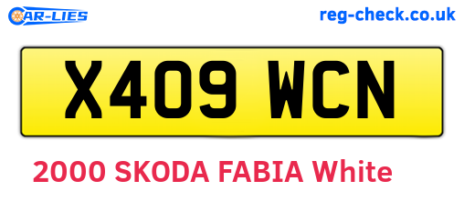 X409WCN are the vehicle registration plates.