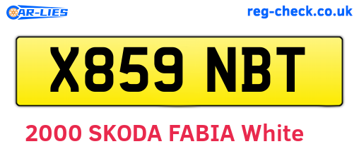 X859NBT are the vehicle registration plates.