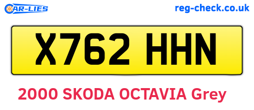 X762HHN are the vehicle registration plates.