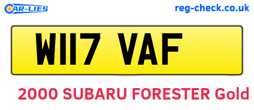 W117VAF are the vehicle registration plates.