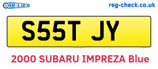 S55TJY are the vehicle registration plates.