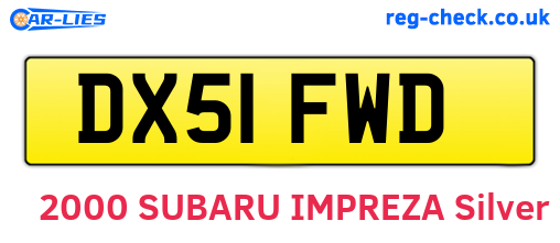 DX51FWD are the vehicle registration plates.