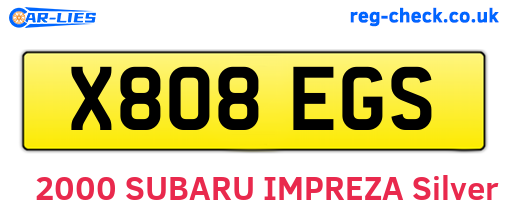 X808EGS are the vehicle registration plates.