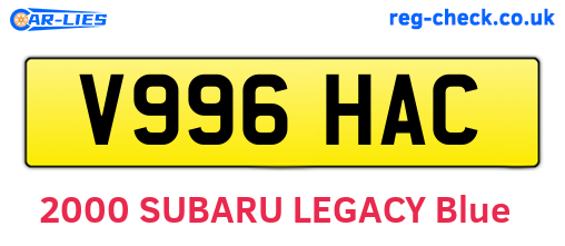 V996HAC are the vehicle registration plates.