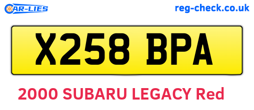 X258BPA are the vehicle registration plates.