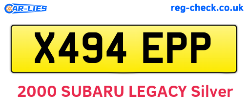 X494EPP are the vehicle registration plates.