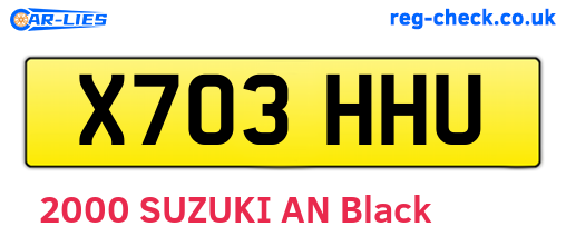 X703HHU are the vehicle registration plates.
